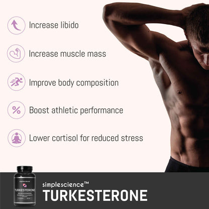 Turkesterone 600mg hydroxypropyl-β-Cyclodextrin complex ajuga turkestanice 20% ecdysteroids. Derek More Plates More Dates best supplement, muscle building testosterone booster. simplescience. 60 capsules muscle mass