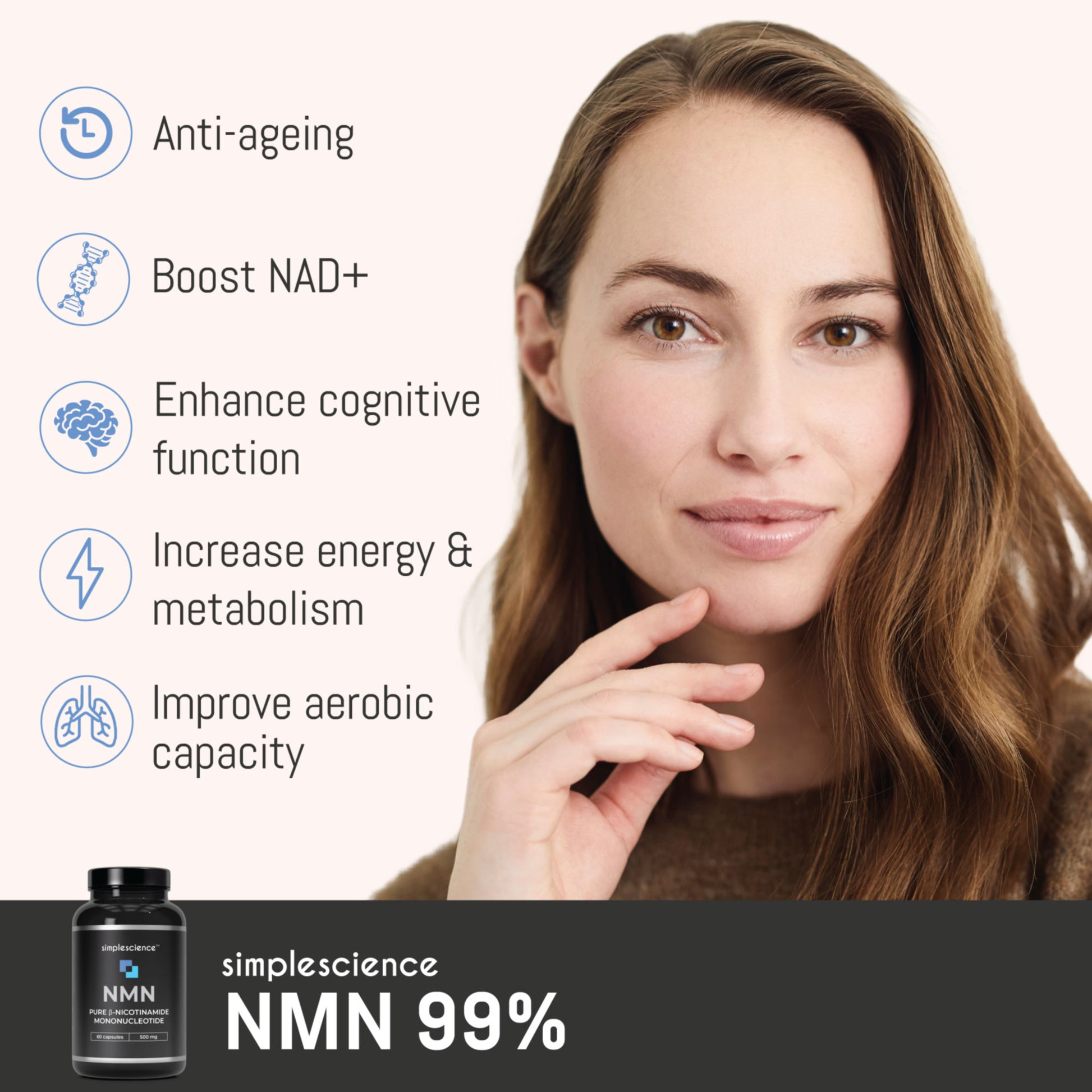 NMN 1000MG | 100% Pure Nicotinamide Mononucleotide | Anti-ageing