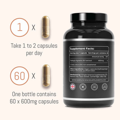 Fadogia agrestis 600mg simplescience muscle mass body composition supplements 20:1 extract supplement 60 capsules benefits best supplement guide. Highest concentration. Andrew Huberman dosage. Back of bottle 20:1 extract ratio