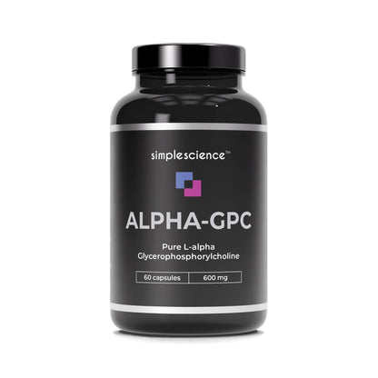 Alpha-GPC 600mg bottle supplement lab tested choline nootropic for brain support, focus, memory, mood and energy, best supplement 100% natural